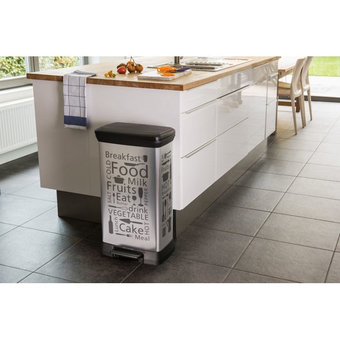 Poubelle a Pédale - 50 L - Gris & Écriture - Curver