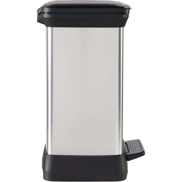Poubelle a Pédale Rectangulaire - DECO BIN - 30 L - Gris Métallisé - Curver