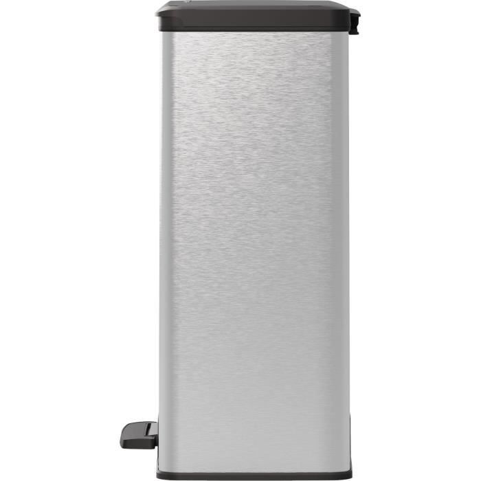 Poubelle a Pédale Rectangle - DECO BIN - 65 L - Gris Métallisé - Curver