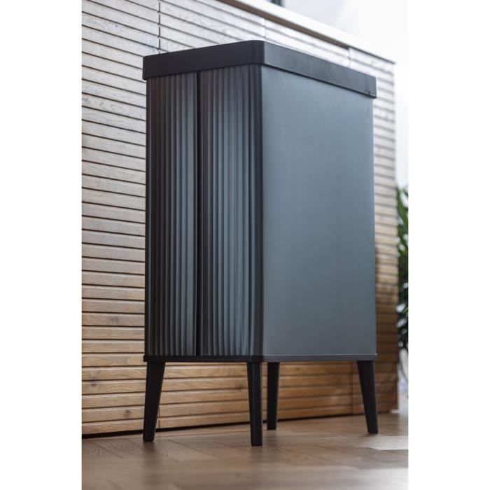 Poubelle sur pieds - VERTO - CURVER - Ouverture touch - 54 L - Gris perle