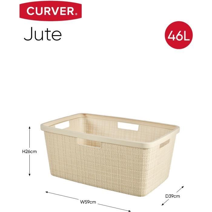 Corbeille a Linge - 46 L - Beige & Jute - Curver