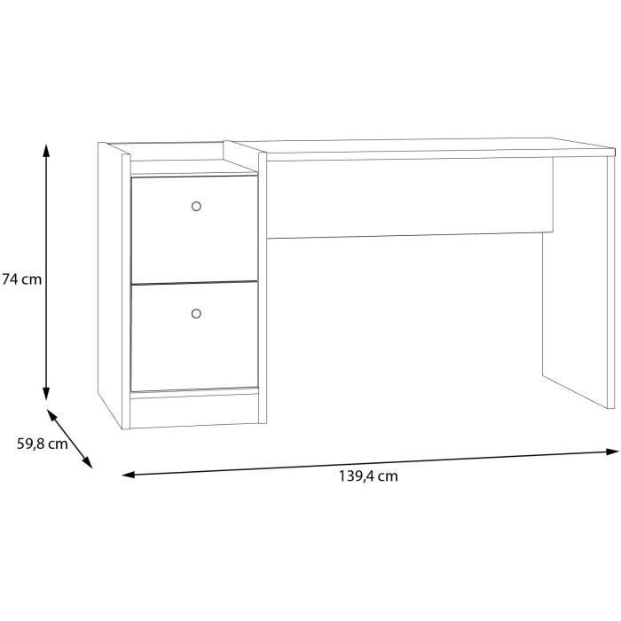 Bureau droit COXIM - Chene / Noir - 139,6 x 74 x 59,8 cm
