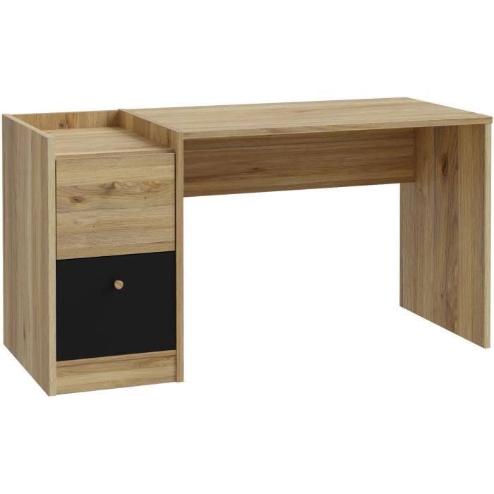 Bureau droit COXIM - Chene / Noir - 139,6 x 74 x 59,8 cm