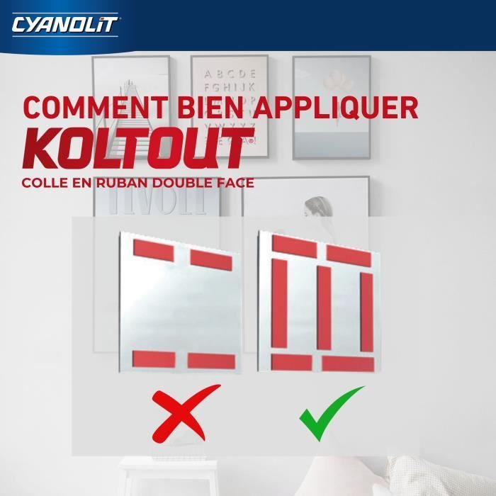 Ruban adhésif double face - CYANOLIT - Ruban extra fin - Ultra fin - Haute adhérence - Discret et résistant