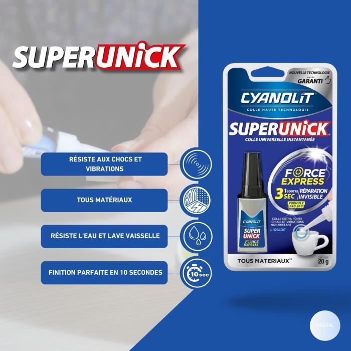 Colle réparatrice - CYANOLIT - Super unick instant pro - 20 g - Haute résistance - Fixation rapide