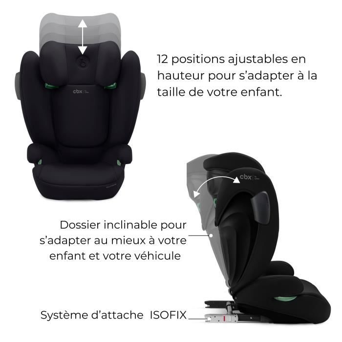 Siege auto Cbx by Cybex Solution B3 i-Fix 3 a 12 ans - 15 a 50 kg - 100 a 150 cm - Noir