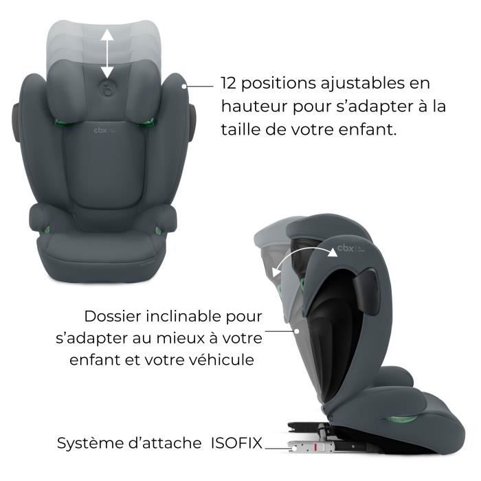 Siege auto Cbx by Cybex Solution B3 i-Fix 3 a 12 ans - 15 a 50 kg - 100 a 150 cm - Gris