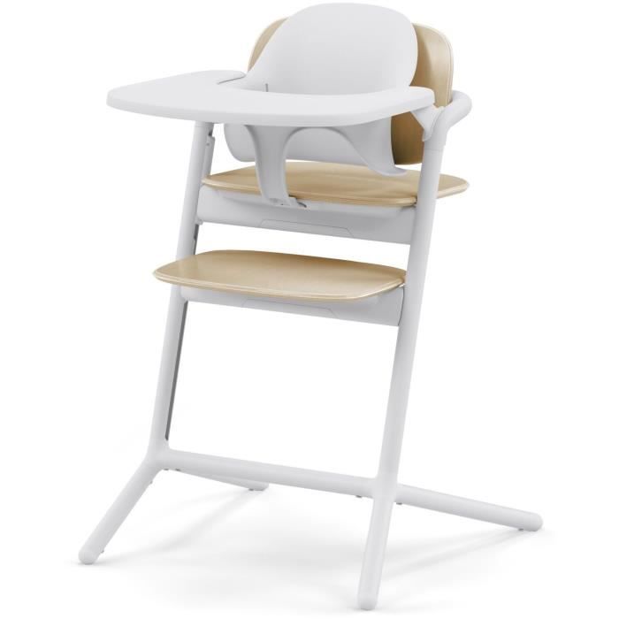 CYBEX - Chaise haute Èvolutive - Pack 3 en 1 - LEMO 2 - Blanc/ Bois - RÈglable en hauteur et en profondeur - Set bÈbÈ inclus