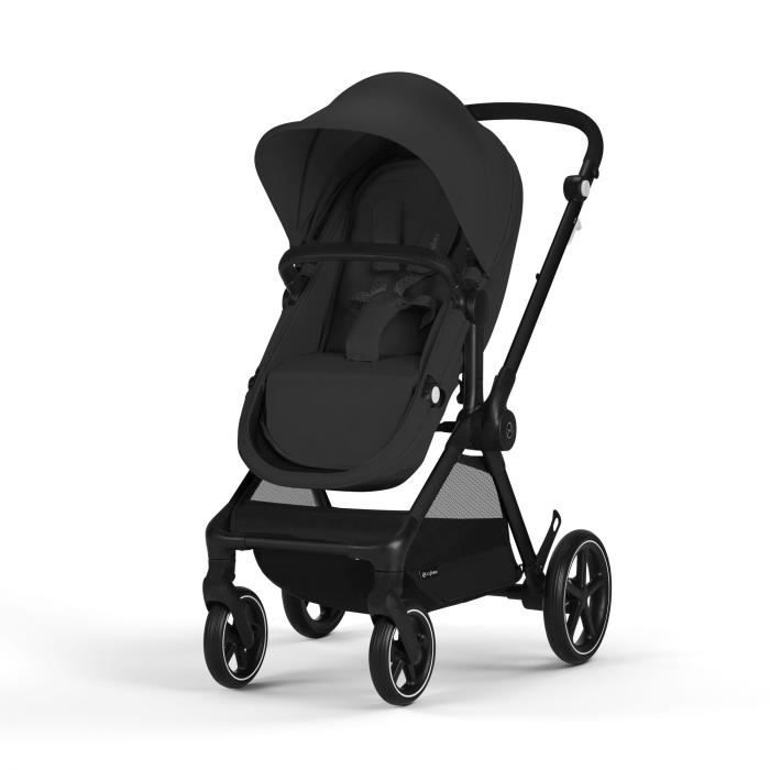 CYBEX Pack Poussette Trio EOS BLACK Moon Black : Poussette convertible 2en1 + Siege auto Aton B2 i-size + Hamac convertible Nacelle