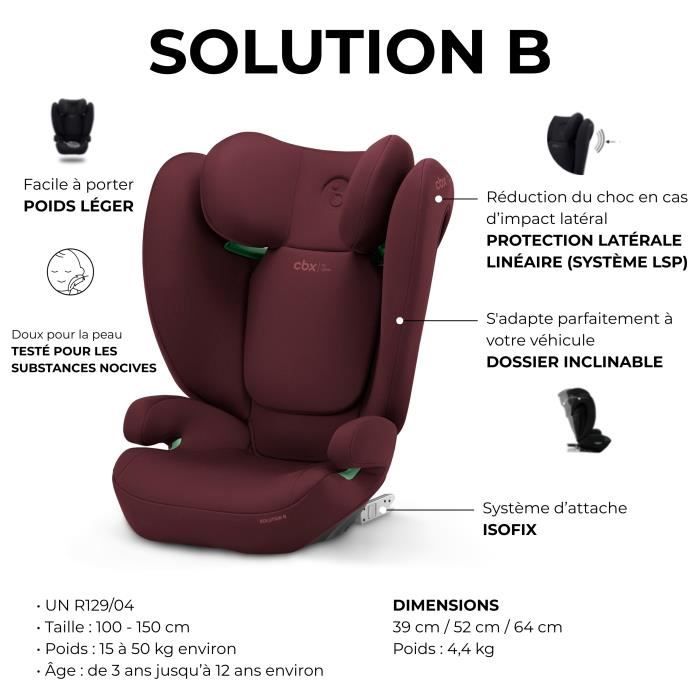 Siege auto Cbx by Cybex Solution B i-Fix 3 a 12 ans - 15 a 50 kg - 100 a 150 cm - Rouge