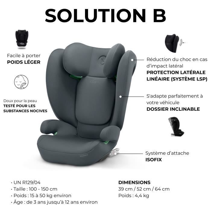 Siege auto Cbx by Cybex Solution B i-Fix 3 a 12 ans - 15 a 50 kg - 100 a 150 cm - Gris