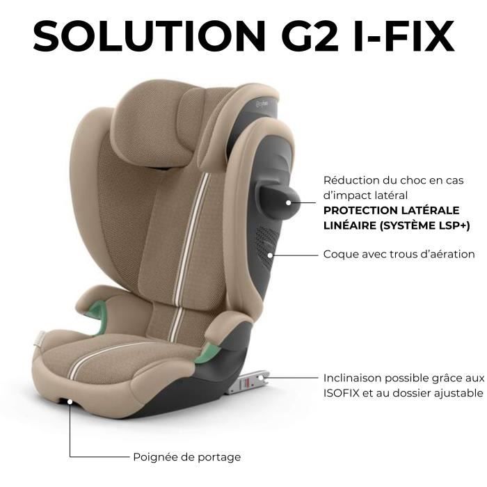 Siege auto Cybex Gold Solution G2 I-FIX 3 a 12 ans - 15 a 50 kg - 100 a 150 cm PLUS Moon Black | black