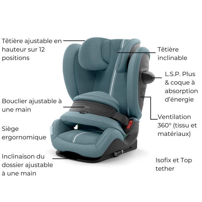 Siege auto Pallas G i-size Cybex Gold 76 a 150 cm - 9 a 50 kg - 15 mois a 12 ans - Stormy Blue Light Blue (Plus)