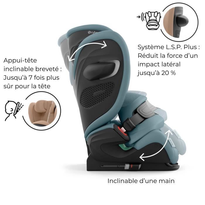 Siege auto Pallas G i-size Cybex Gold 76 a 150 cm - 9 a 50 kg - 15 mois a 12 ans - Stormy Blue Light Blue (Plus)