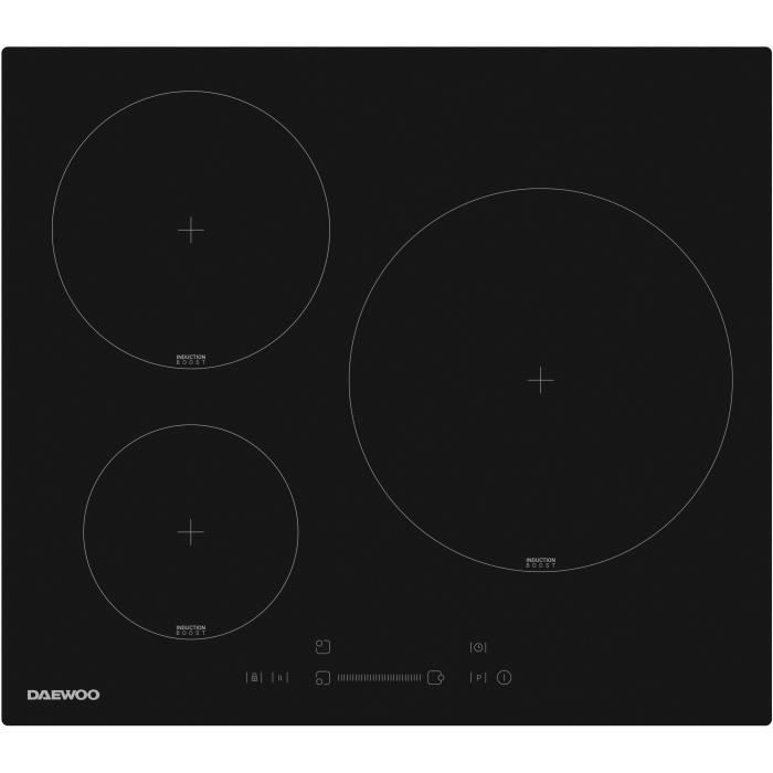 Plaque de cuisson a induction - DAEWOO - 3 foyers - 60 cm - Noir