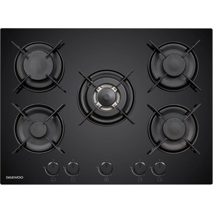 Plaque de cuisson a gaz - DAEWOO - 5 foyers - 70 cm - BH7GKF51BNM - Noir