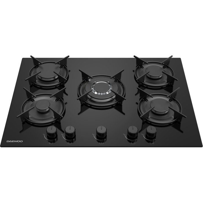 Plaque de cuisson a gaz - DAEWOO - 5 foyers - 70 cm - BH7GKF51BNM - Noir