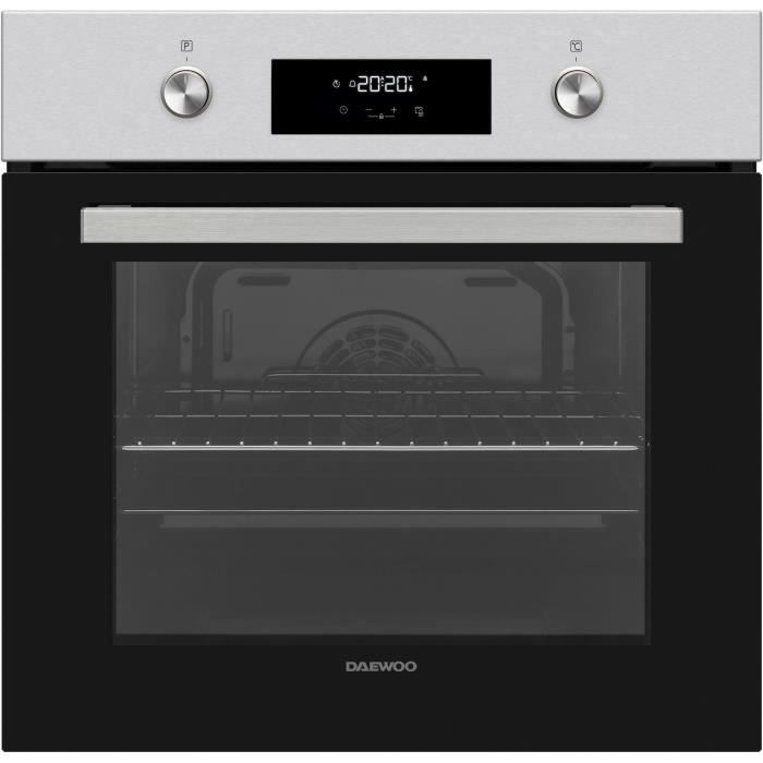 Four encastrable - Pyrolyse - Chaleur tournante - DAEWOO - BO6PR27MINL - Inox / Noir - Porte froide - 59,5 x 57,5 x 59,5 cm
