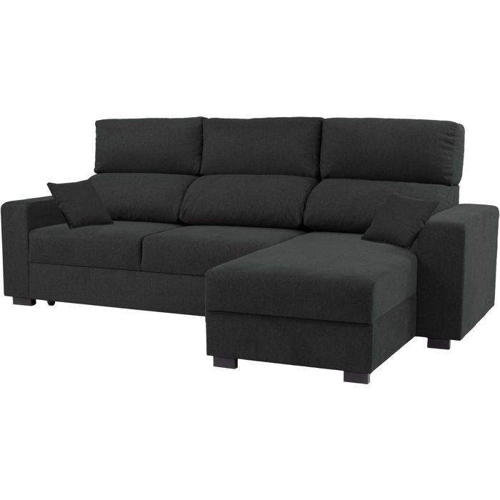 Canapé d'angle convertible réversible - 3 places - DANY - Tissu Gris - Coffre - 262 x 149 x 100 cm - CONFORTEAM
