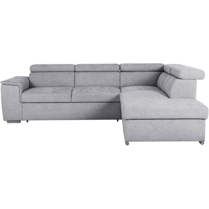 Canapé d'angle convertible réversible - 5 places - DAYTONA - Tissu Silver - Coffre - 260 x 216 x 94 cm