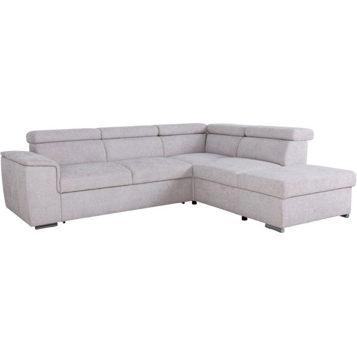 Canapé d'angle convertible réversible - 5 places - DAYTONA - Tissu Beige - Coffre - 260 x 216 x 94 cm