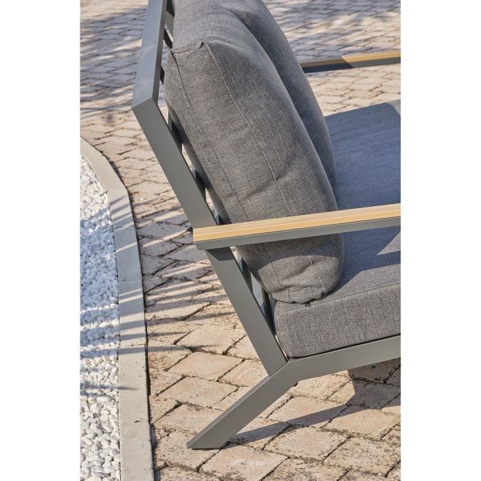 Salon bas de jardin - Aluminium - DCB GARDEN - 5 places - Gris anthracite et polywood - KOMMOS