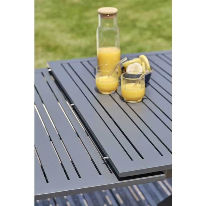 Table de jardin - Gris anthracite - Aluminium - 10 places - 180/240 x 100 cm - Floride