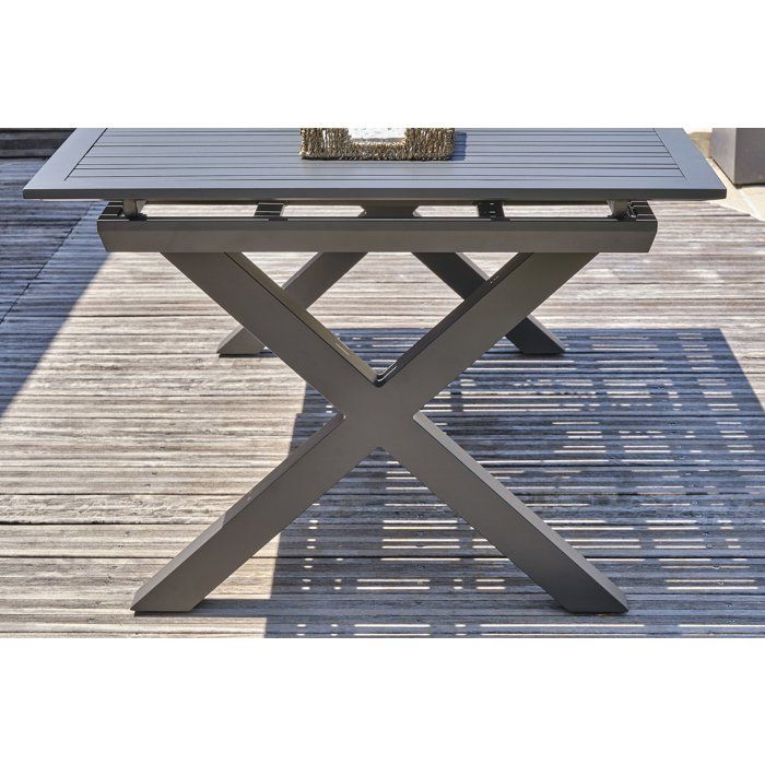 Table de jardin - Gris anthracite - Aluminium - 10 places - 180/240 x 100 cm - Floride