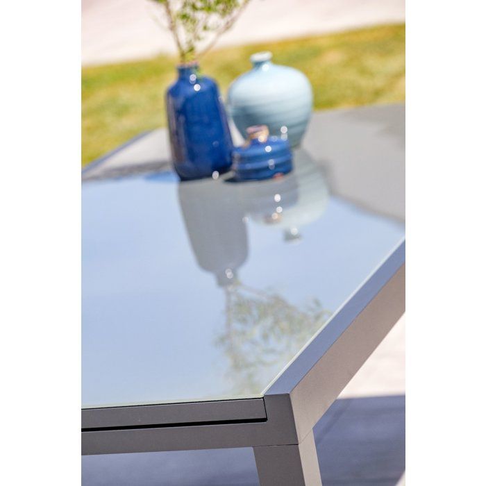 Table de jardin - Gris anthracite - Aluminium / plateau en verre - 200/300 x 100 cm - Tolede