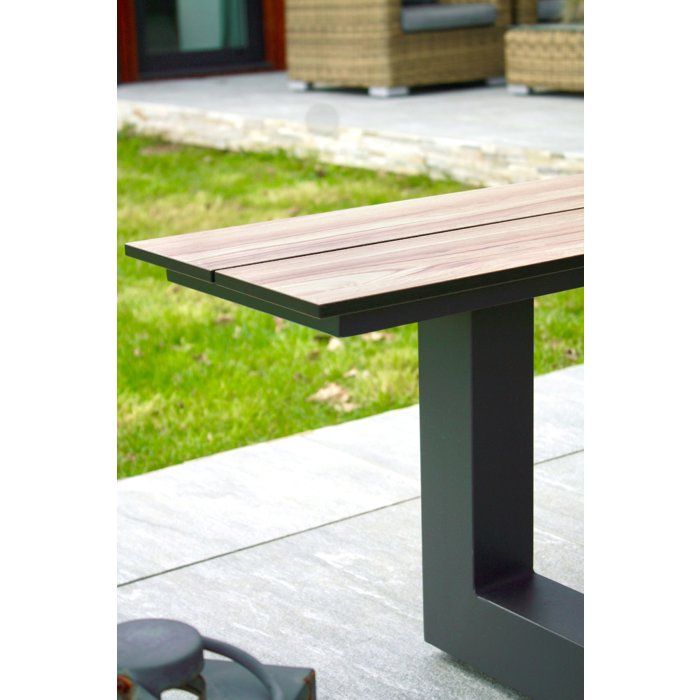 Table de jardin avec bancs - Gris anthracite - Aluminium et HPL effet bois - 210 x 174 cm - Vancouver