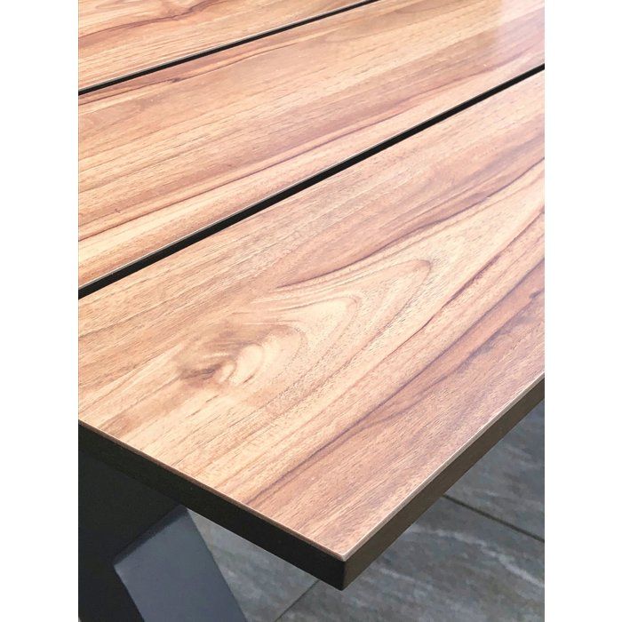 Table de jardin avec bancs - Gris anthracite - Aluminium et HPL effet bois - 210 x 174 cm - Vancouver
