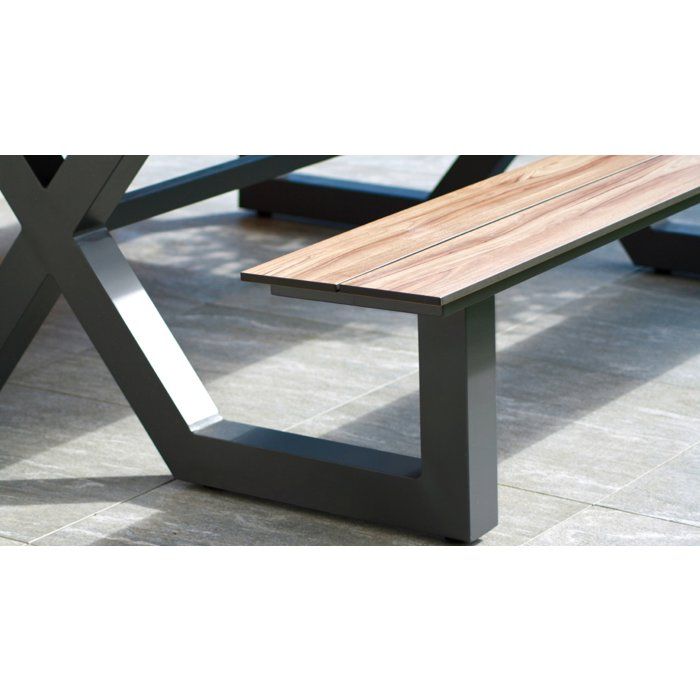 Table de jardin avec bancs - Gris anthracite - Aluminium et HPL effet bois - 210 x 174 cm - Vancouver