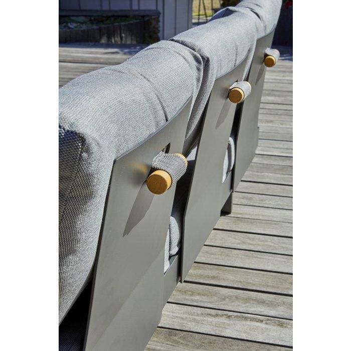 Salon de jardin d'angle - Gris anthracite - Bois d'acacia / aluminium - 6 places - Vanuatu