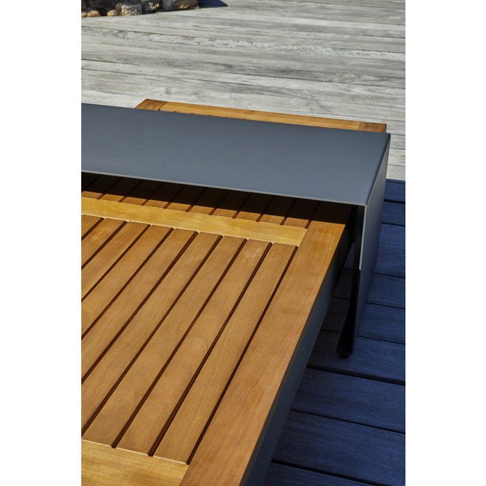 Salon de jardin d'angle - Gris anthracite - Bois d'acacia / aluminium - 6 places - Vanuatu