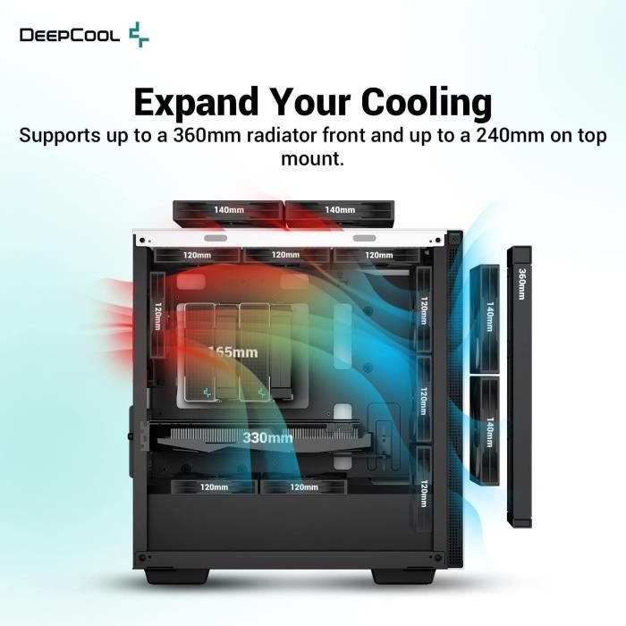 Boitier PC sans alimentation - DEEPCOOL CH370 (Blanc) - Mini tour - Format Micro-ATX