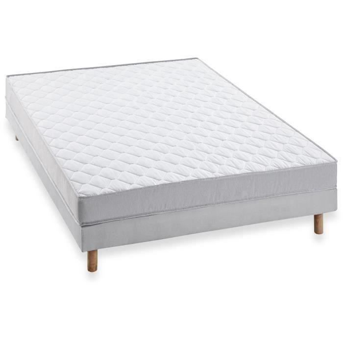 Ensemble Matelas 140x190 cm + Sommier - Mousse - 5 zones - 15 cm - Ferme - DEKO DREAM Airflex