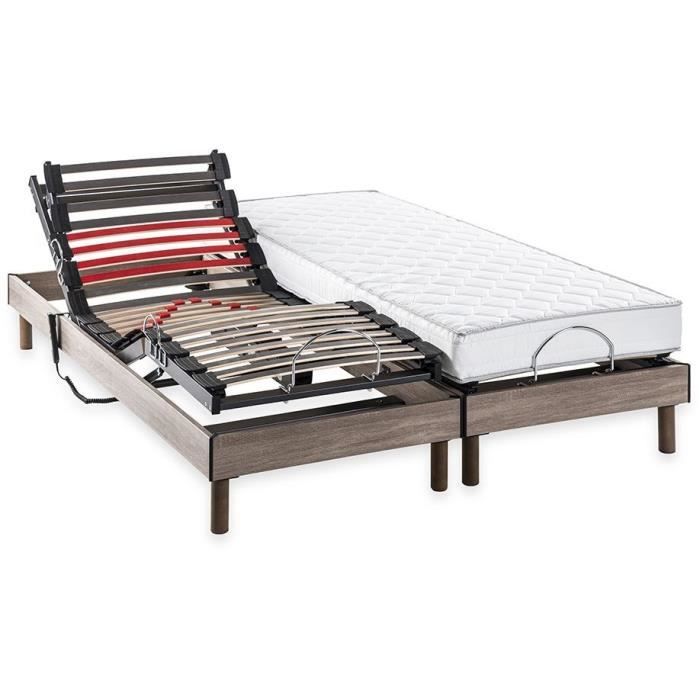 Ensemble matelas+sommier relaxation Èlectrique COMFORT - 2x90x200 cm - Matelas mousse - DEKO DREAM Samba