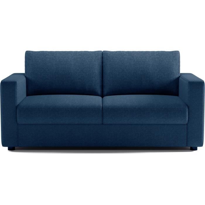 CanapÈ 3 places - Delta - Tissu Bleu - Convertible semi-express - 190 x 92 x 90 cm