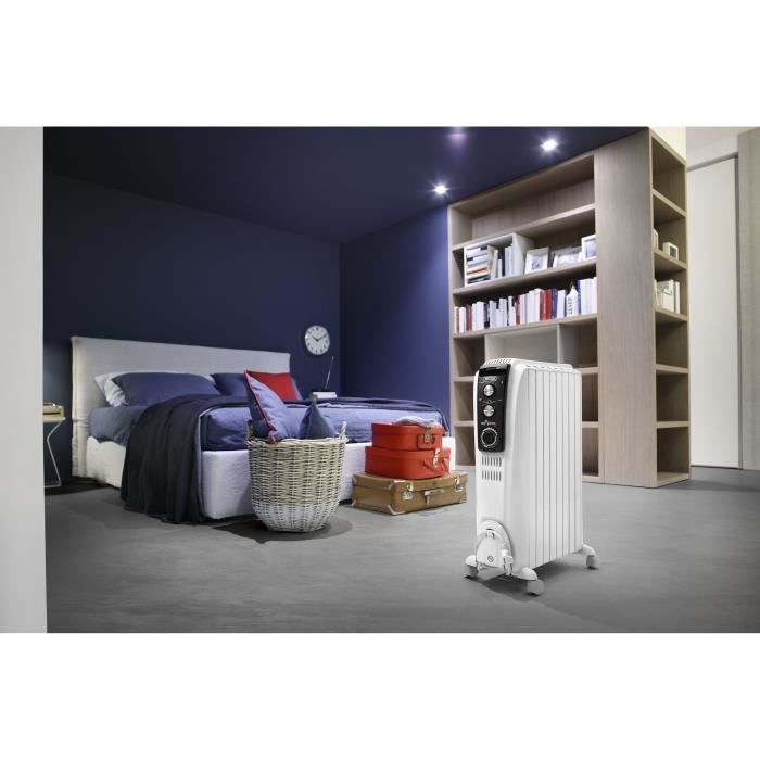 Radiateur bain d'huille Dragon4 DELONGHI - 2000W - 3 allures de chauffe - Technologie Real Energy - Effet cheminÈe