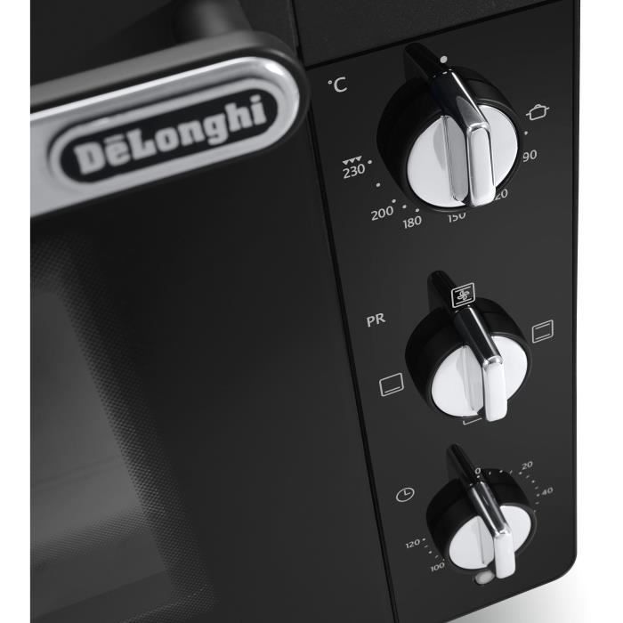 Mini-four - Chaleur tournante - DELONGHI - EO 40112.BK - Noir - Porte double vitrage - 40 L - 51,5 x 44 x 36 cm - 2000 W