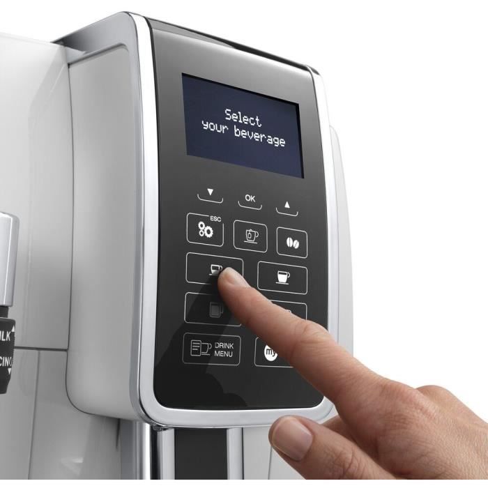 Machine expresso automatique avec broyeur - DELONGHI Dinamica ECAM350.35.W - Blanc - buse vapeur - 15 bar - Machine a cafÈ grains