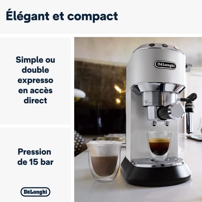 Machine expresso manuelle - De'Longhi - Dedica style - EC685.W - Blanc