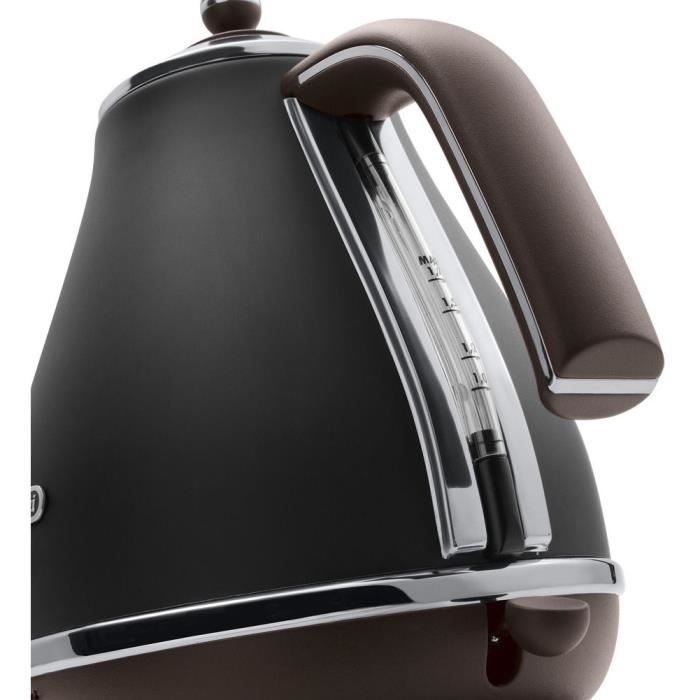 Bouilloire - DELONGHI - KBOV2001.BK - 2000 W - 1,7 L - Noir mat / Chocolat