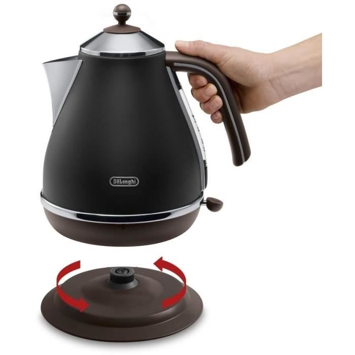 Bouilloire - DELONGHI - KBOV2001.BK - 2000 W - 1,7 L - Noir mat / Chocolat