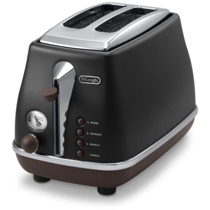 Grille-pain - DELONGHI - CTOV2103.BK - 900 W - 2 fentes - Noir mat / Chocolat