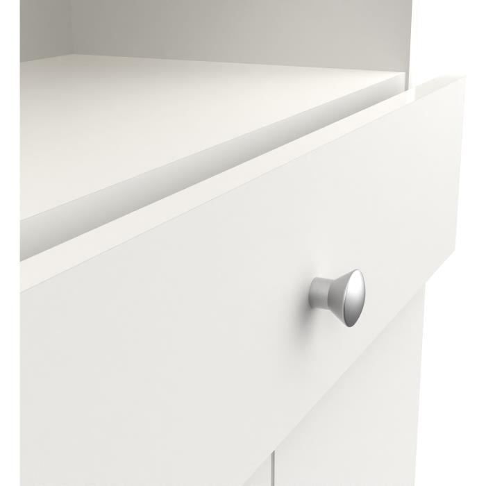 Colonne de salle de bain - 5 Portes - 1 tiroir - 2 niches - miroir - Blanc mat - L82 x P32 x H180 cm - Made in France