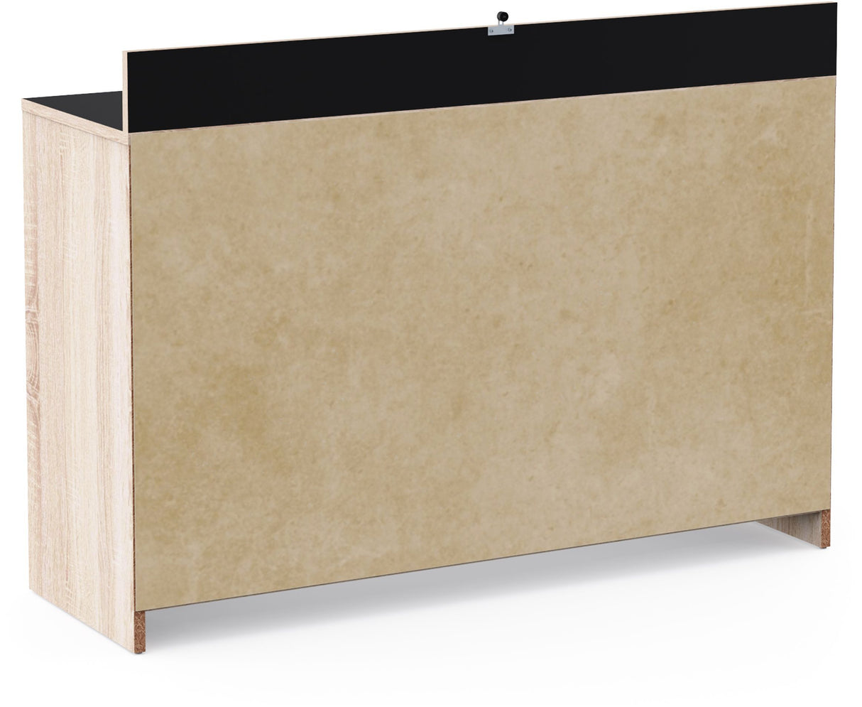 Buffet de cuisine - Décor chene brut et noir - Contemporain - 1 porte - MIKE - L 123 cm