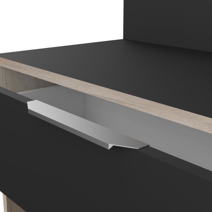 Buffet de cuisine - DÈcor chene brut et noir - Contemporain - 1 porte - MIKE - L 123 cm