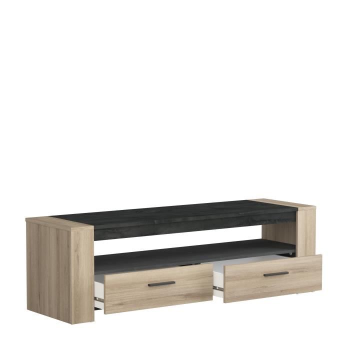 Ensemble salon SHEFFIELD composé de : Table basse double plateau supérieur et inférieur + Meuble TV 2 tiroirs - DEMEYERE