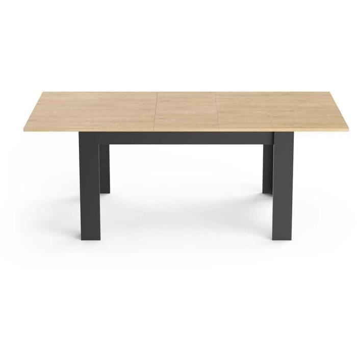 Table extensible - CRAFT - Rectangulaire - DÈcor mÈlamine chene hamilton et noir mat - 6 places - 160 / 200 x 90 cm - DEMEYERE